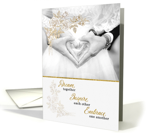 Wedding Congratulations Faux Gold Leaf Bride and Groom card (505681)