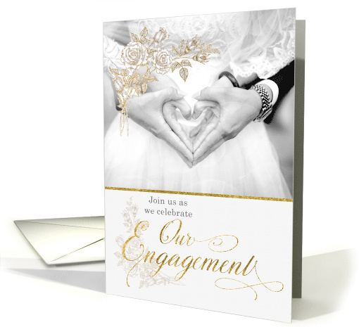 Engagement Party Invitation Formal Faux Gold Leaf card (505700)