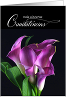 Spanish Sympathy Con Simpatia Purple Lilies card
