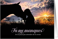 Tu me manques French Miss You Cowgirl and Horse card