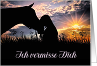 German Miss You Cowgirl and Horse Ich vermisse Dich Blank card