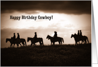 Cowboy’s Birthday Sepia Toned Western Ride on Horseback card