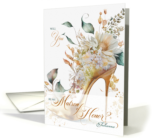 Matron of Honor Request with Custom Name Wedding Shoe card (591336)