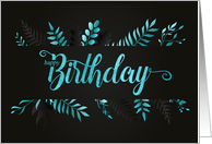 Birthday Business Professional in Blue Botanicals on Charcoal Gray card