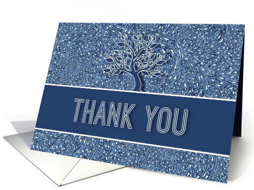 Volunteer Thank You Blue and White Oak Tree with Paisley card (618004)