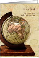Missing You Friend Old World Map Vintage Styling card