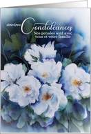 French Condolances Sympathy Blue Floral Blank Inside card