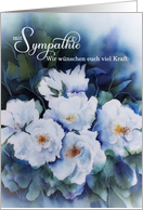 German Sympathy Blue Watercolor Botanical Blank Inside card