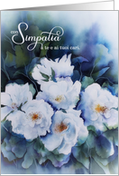 Italian Sympathy Con Simpatia Blue Botanical Watercolor Blank card