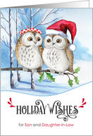 for Son and Daughter in Law Holiday Wishes Woodland Owls card