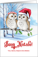 Italian Christmas Buon Natale Woodland Owls Custom card