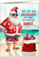 for Grandson Funny Christmas Santa with Sunglasses card