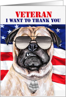 Veterans Day Funny Pug Dog Humor with American Flag card