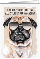 Get Well from from the Flu Funny Pug Dog card