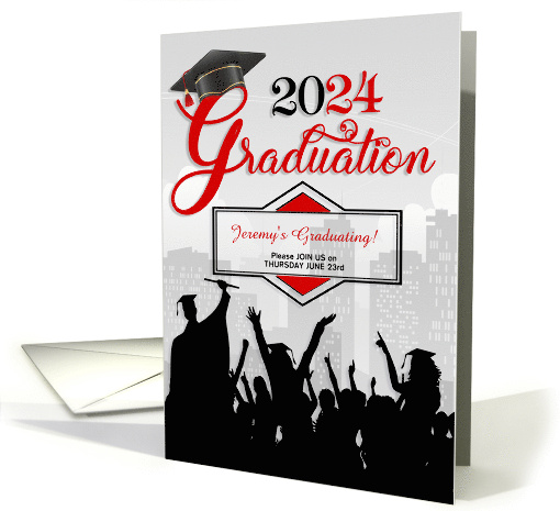 Class of 2024 Graduation Announcement in Red card (681555)