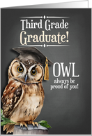 3rd Grade Graduate Chalkboard OWL Always be Proud of You card