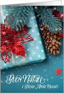 Italian Christmas Buon Natale Red Snowflake Theme card