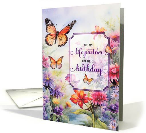 For Life Partner Birthday Wildflower Garden card (706696)