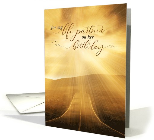 for HER Life Partner Birthday Sunset Scenic Road card (706789)