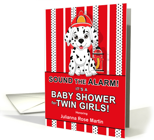 Baby Shower Invitation for Twin Girls Dalmatian Firehouse... (709687)