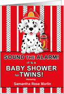 Baby Shower Invitation for Twins Firehouse Dalmatian Dog Theme card