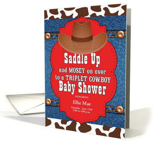 Custom Fraternal Twins Western Themed Baby Shower Invitation card