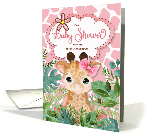 Pink Safari Giraffe Baby Shower Invitation Custom card (710523)
