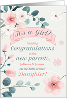 Congratulations on the Birth of a Daughter Peach Blossoms Custom card