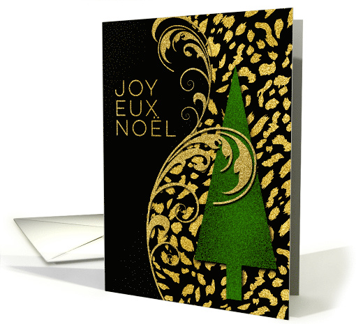 French Season's Greetings Animal Print with Faux Gold Leaf card