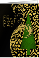 Spanish Christmas Feliz Navidad Animal Print and Faux Gold Leaf card