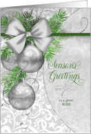 for Boss Season’s Greetings Silver Ornaments card