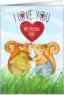for Girlfriend Valentine’s Day Squirrels in Love card