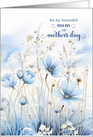 for Mom on Mother’s Day Blue Watercolor Wildflowers card