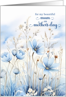 for Mum on Mother’s Day Blue Watercolor Wildflowers card