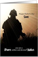 Military Son on Father’s Day Soldier Sunset Silhouette card