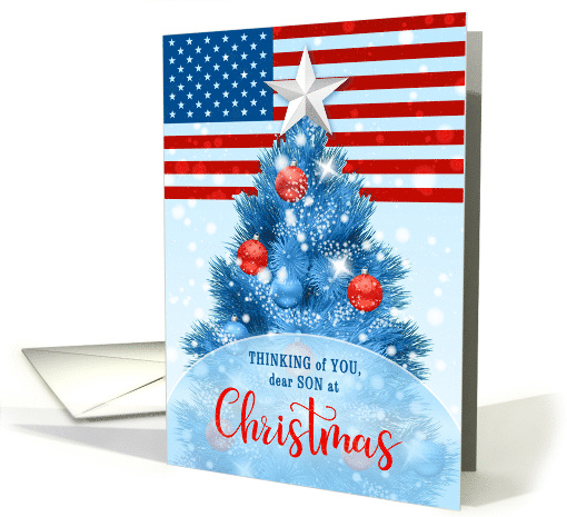 for Son Serving in the Military Christmas Stars and Stripes card