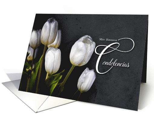 Spanish Sympathy with Glowing White Tulips and Charcoal Gray card