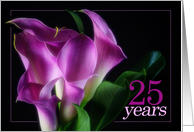 25th Wedding Anniversary Purple Calla Lillies on Black card