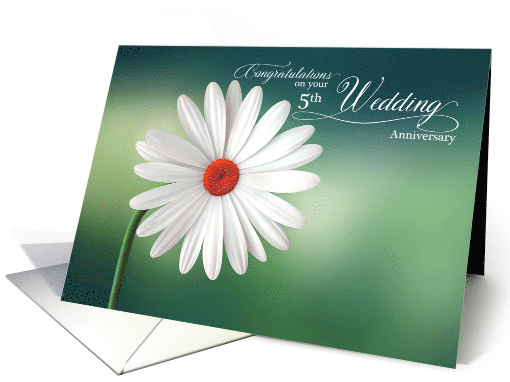 5th Wedding Anniversary with White Daisy on Green card (769963)
