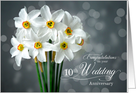 10th Wedding Anniversary White Daffodils card