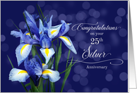 25th Silver Wedding Anniversary Purple Iris Flower card
