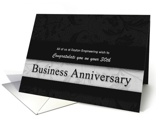 30th Business Anniversary Congratulations Black and Silver card