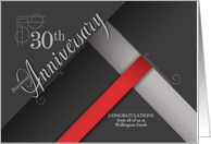 30th Business Anniversary Congratulations Shades of Gray with Red card