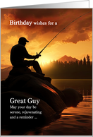 for Him on his Birthday Fishing Fisherman Sunrise Lake card