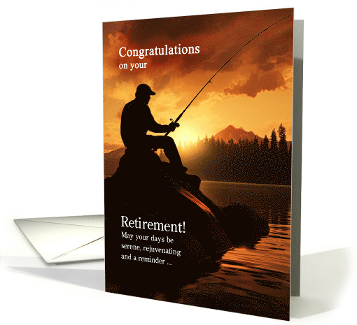 Retirement Congratulations Fisherman Fishing on a Sunrise Lake card