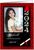 Red Cheetah Print Class of 2024 Graduation Ceremony Photo card