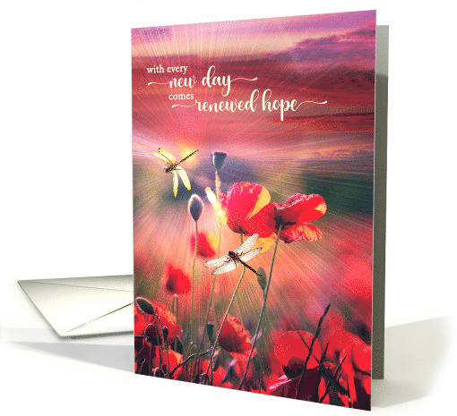 Get Well for Cancer Patient Renewed Hope Poppies and Dragonflies card