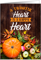 Thanksgiving A Thankful Heart Pumpkin and Gourds card