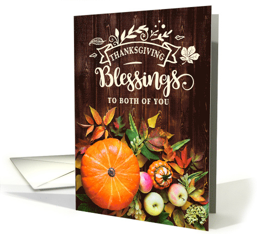 For Both of You Thanksgiving Blessings Pumpkin and Gourds card