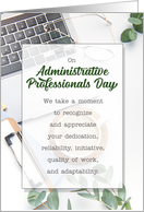 Administrative Professionals Day Office Desk and Botanicals card